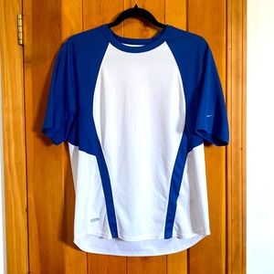 Nike Dri-Fit Athletic Shirt, White/Blue, Men’s Medium